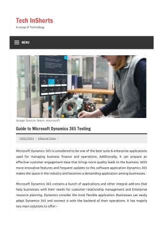 Guide to Microsoft Dynamics 365 Testing
