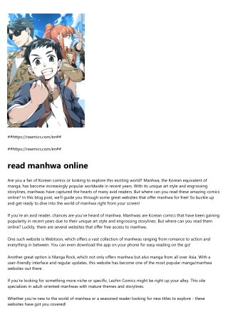 read manhwa online