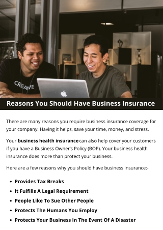 Reasons You Should Have Business Insurance