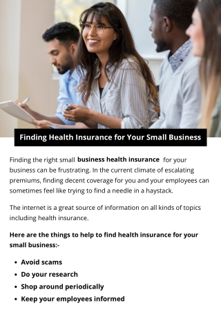 Finding Health Insurance for Your Small Business