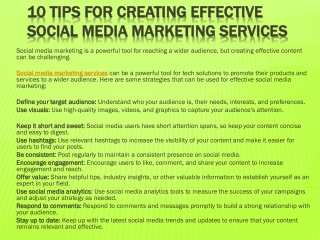 10 Tips for Creating Effective Social Media Marketing Services