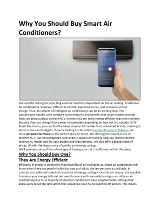 Why You Should Buy Smart Air Conditioners