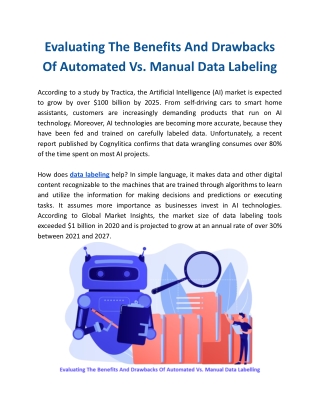 Evaluating The Benefits And Drawbacks Of Automated Vs. Manual Data Labeling