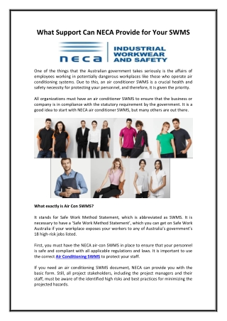 What Support Can NECA Provide for Your SWMS