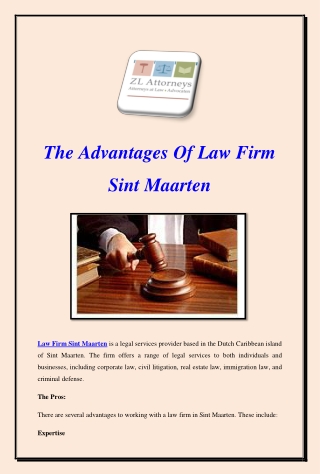 The Advantages Of Law Firm Sint Maarten