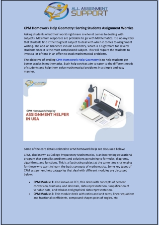 CPM Homework Help Geometry: Sorting Students Assignment Worries