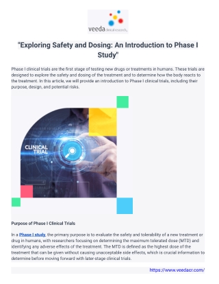"Exploring Safety and Dosing: An Introduction to Phase I Study"