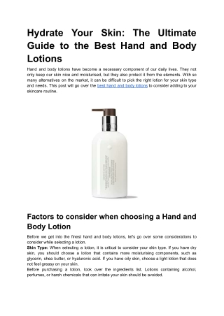 Hydrate Your Skin_ The Ultimate Guide to the Best Hand and Body Lotions