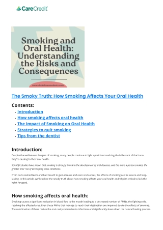 The Smoky Truth: How Smoking Affects Your Oral Health