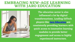 Embracing New-Age Learning with Jaro Education