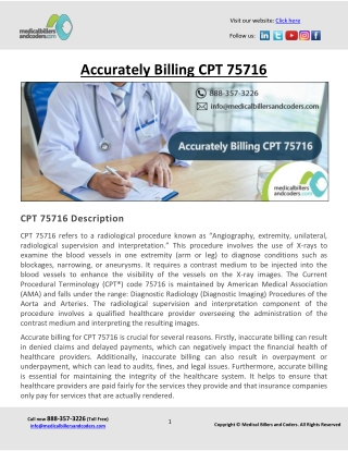 Accurately Billing CPT 75716