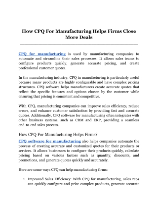 How CPQ For Manufacturing Helps Firms Close More Deals