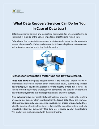 What Data Recovery Services Can Do for You in Case of Data Loss?