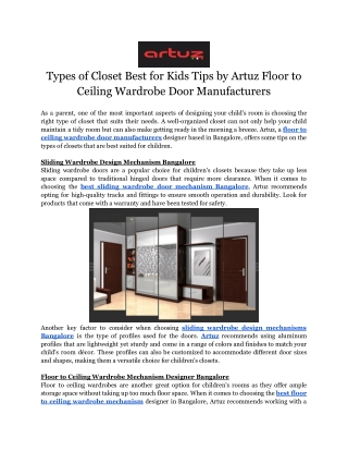 Types of Closet Best for Kids Tips by Artuz Floor to Ceiling Wardrobe Door Manufacturers