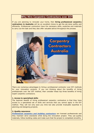 Why Hire Carpentry Contractors over DIY