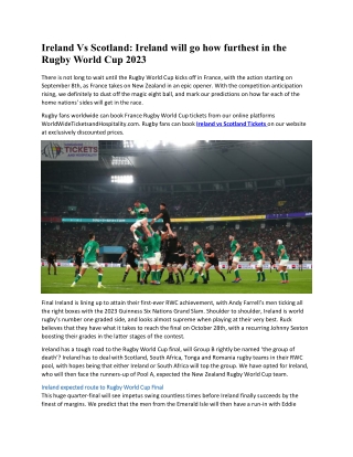 Ireland Vs Scotland: Ireland will go how furthest in the Rugby World Cup 2023