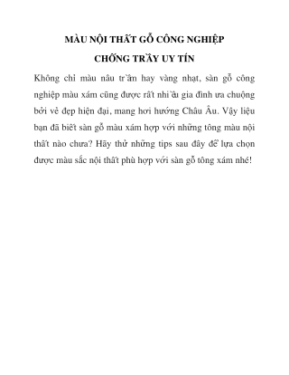 Màu nội thất gỗ công nghiệp chống trầy uy tín