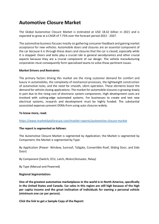 Automotive Closure Market