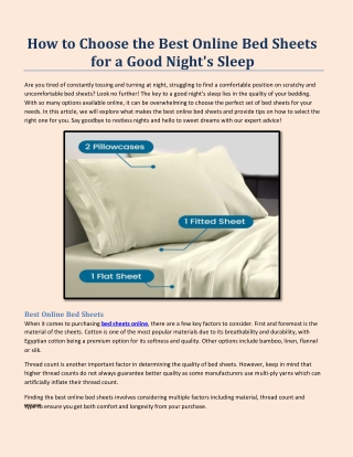 How to Choose the Best Online Bed Sheets for a Good Night