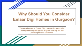 Considering Best Things About Emaar Digi Homes