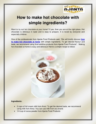 Hot chocolate recipe at home