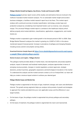 Pellagra Market Growth by Regions, Key Drivers, Trends and Forecast to 2028