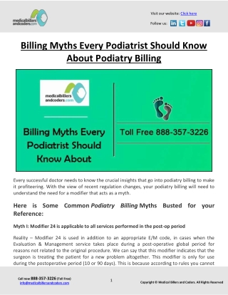 Billing Myths Every Podiatrist Should Know About Podiatry Billing