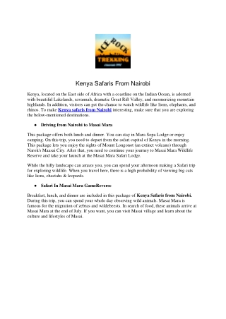 Kenya Safaris From Nairobi