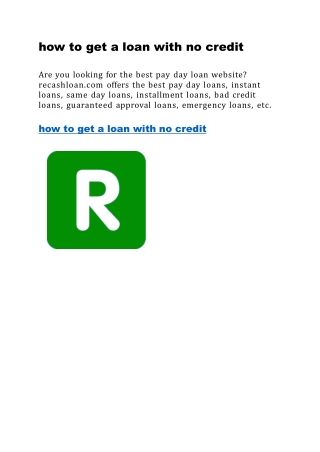 how to get a loan with no credit