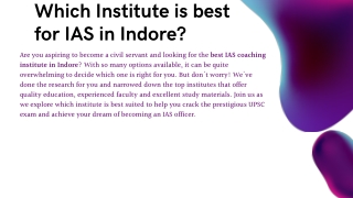 Which Institute is best for IAS in Indore