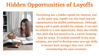 Hidden Opportunities of Layoffs