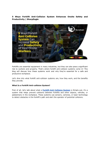 5 Ways Forklift Anti-Collision System Enhances Onsite Safety and Productivity _ SharpEagle