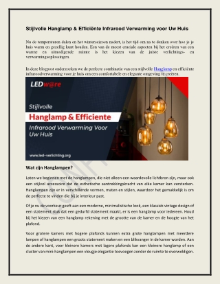 Stijlvolle Hanglamp & Efficiënte Infrarood Verwarming voor Uw Huis