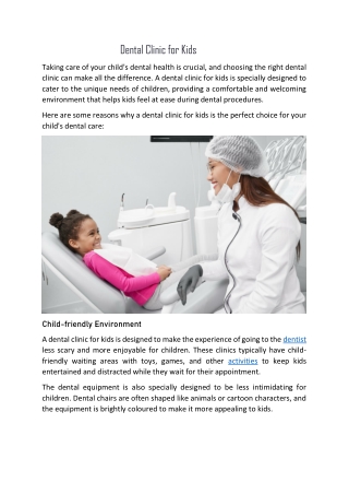 Dental Clinic for Kids