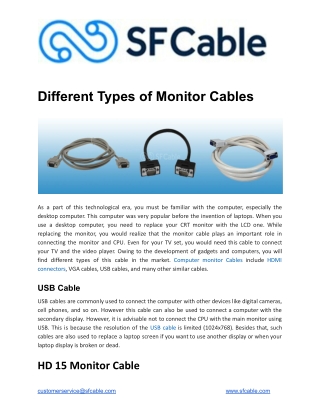 Different Types of Monitor Cables