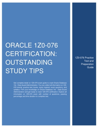 Oracle 1Z0-076 Certification: Outstanding Study Tips