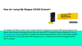 How do I setup My Netgear EAX20 Extender