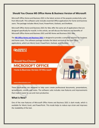 Should You Choose MS Office Home & Business Version of Microsoft