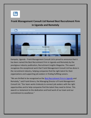 Best Recruitment Firm in Remotely and Uganda - Frank Management Consult Ltd