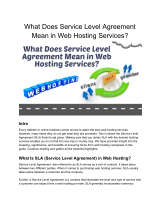 What Does Service Level Agreement Mean in Web Hosting Services_