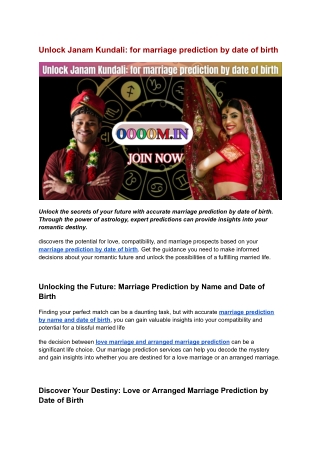 Unlock Janam Kundali_ for marriage prediction by date of birth