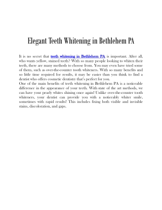 Elegant Teeth Whitening in Bethlehem PA