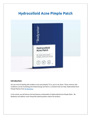 Buy Hydrocolloid Acne Pimple Patches for Acne Treatment | Be Bodywise