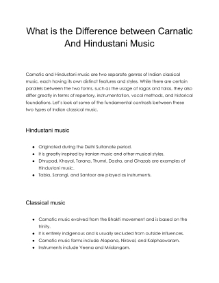 What is the Difference between Carnatic And Hindustani Music