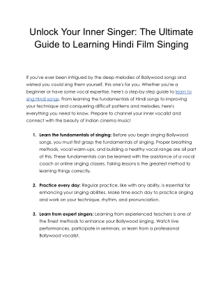 Unlock Your Inner Singer: The Ultimate Guide to Learning Hindi Film Singing