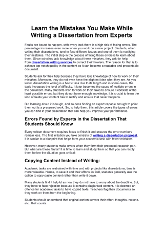 Learn the Mistakes You Make While Writing a Dissertation from Experts 