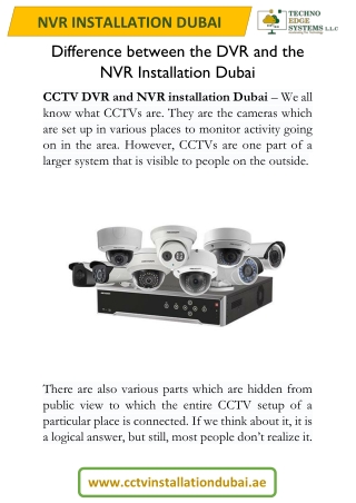 Difference between the DVR and the NVR Installation Dubai