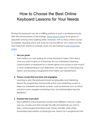 How to Choose the Best Online Keyboard Lessons for Your Needs