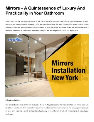 Mirrors – A Quintessence of Luxury And Practicality in Your Bathroom