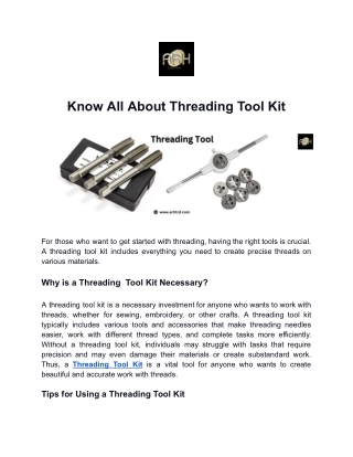 Know All About Threading Tool Kit (1)